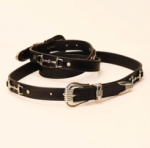 Tory Leather 1" Black Belt with Silver Snaffle Bits and 3 Piece Buckle Set